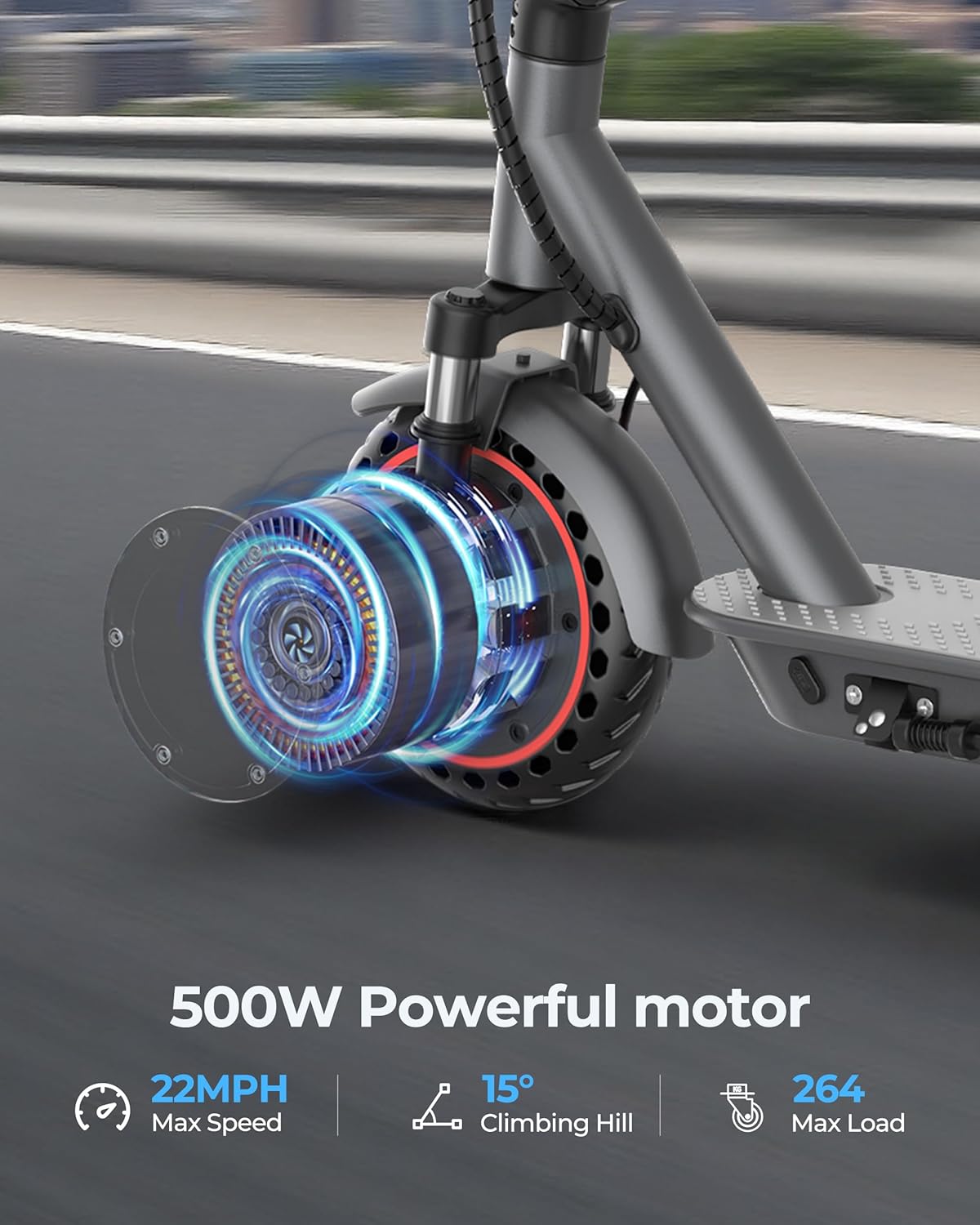 Electric Scooter for Adults - 16/19/22MPH & 15/19/22Mile Range, 350/500W Motor, 8.5