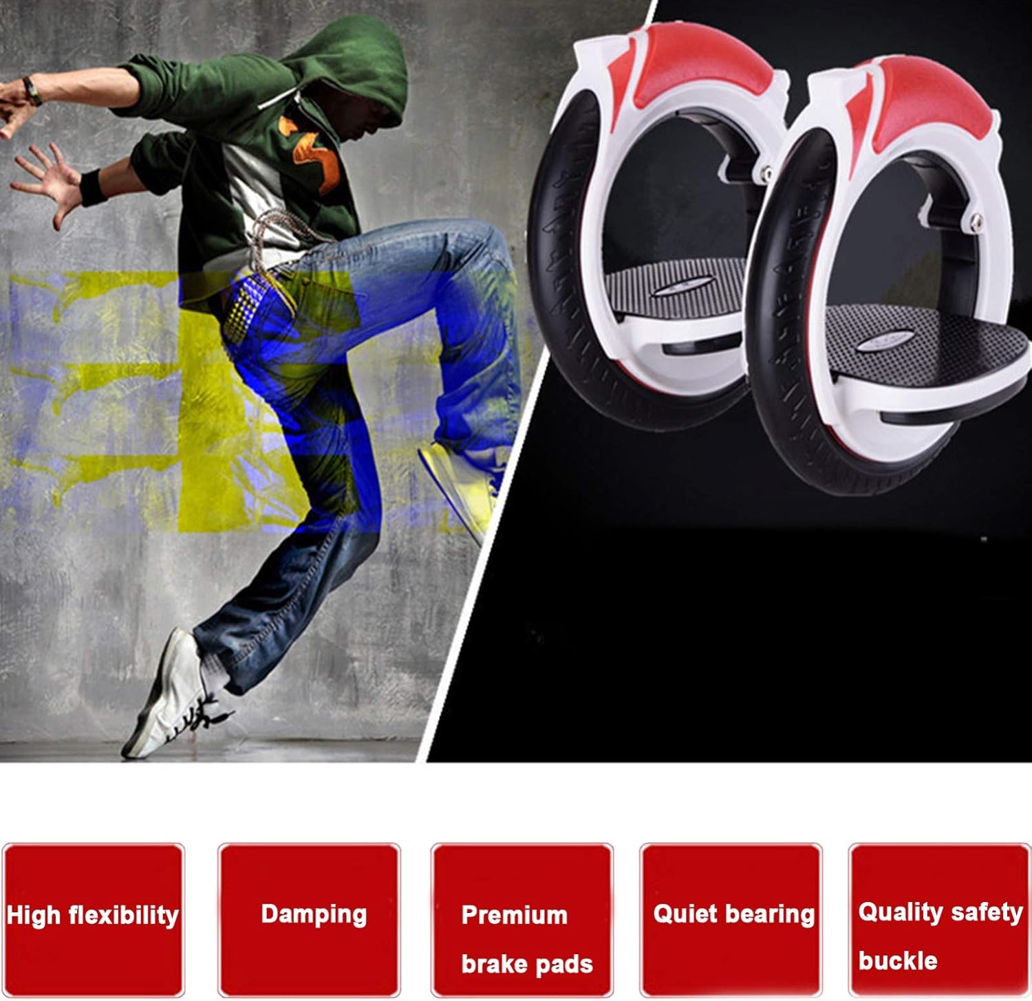 Roller Road Drift Skates Full Set - Boardless Skateboard Roller Skate Plates with High Rebound Pu Wheels, Free Skate Drift Board, Inline Skates Heel Wheels, Protective Gear - Red