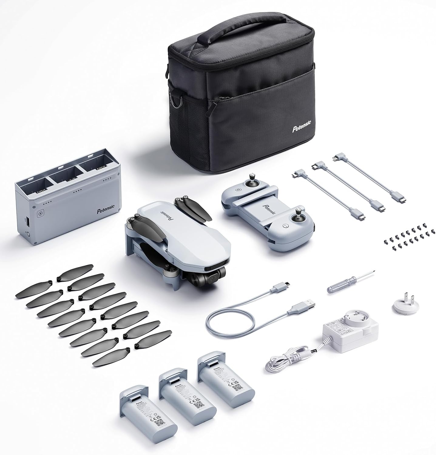 Potensic ATOM SE GPS Drone with 4K EIS Camera, Under 249g, 93 Mins Flight, 4KM FPV Transmission, Brushless Motor, Max Speed 16m/s, 60W Fast Parallel Charging Hub, Fly More Combo