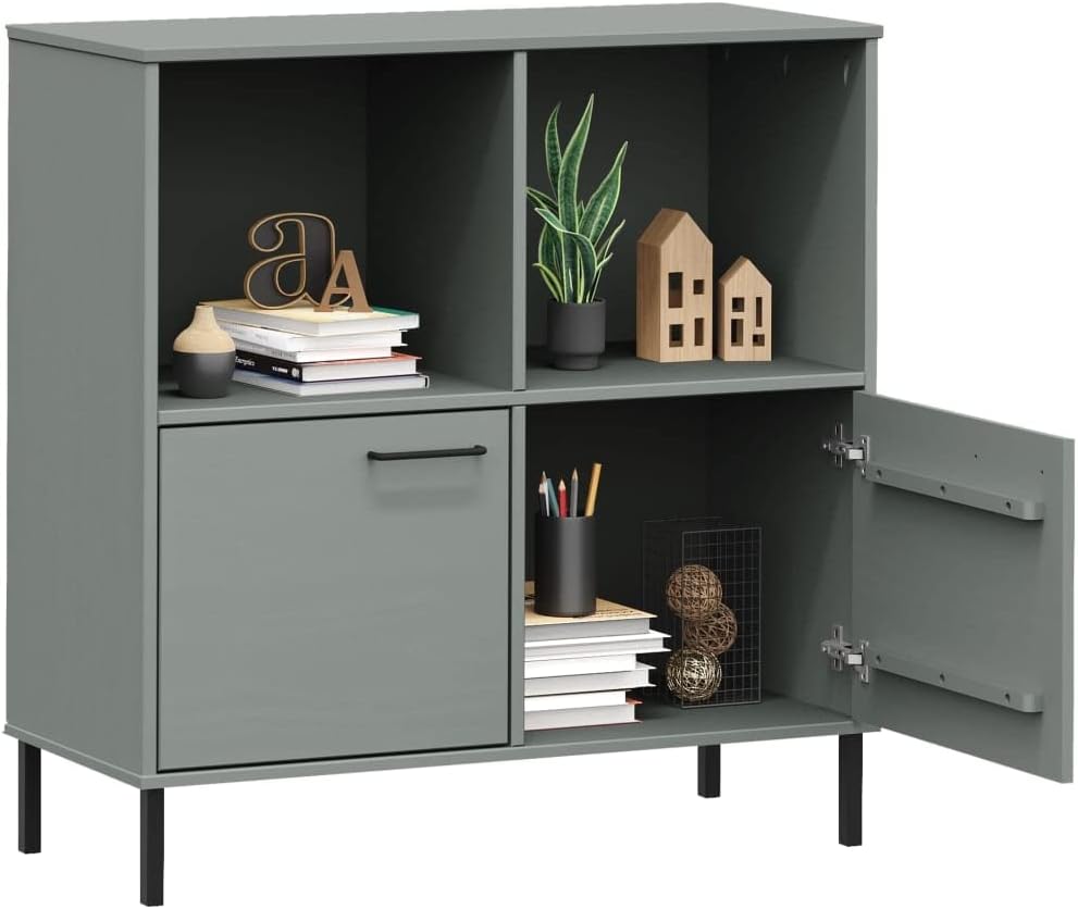 CHARMMA Bookcase with Metal Legs Gray 35.4