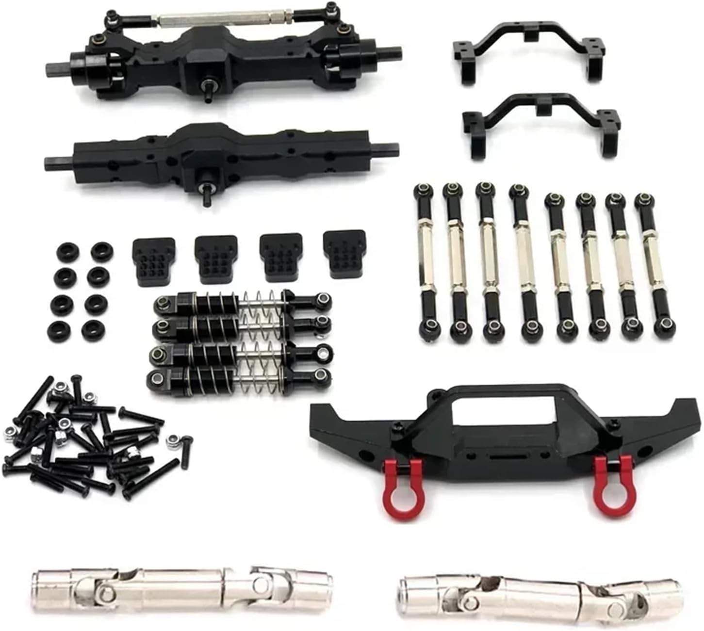 For Feiyu FY003-5A For WPL C14 C24 1/16 Metal Tie Rod Shock Absorber For Seat Nine Piece Set RC Car Parts Upgrade Rc Models Accessories(Black)