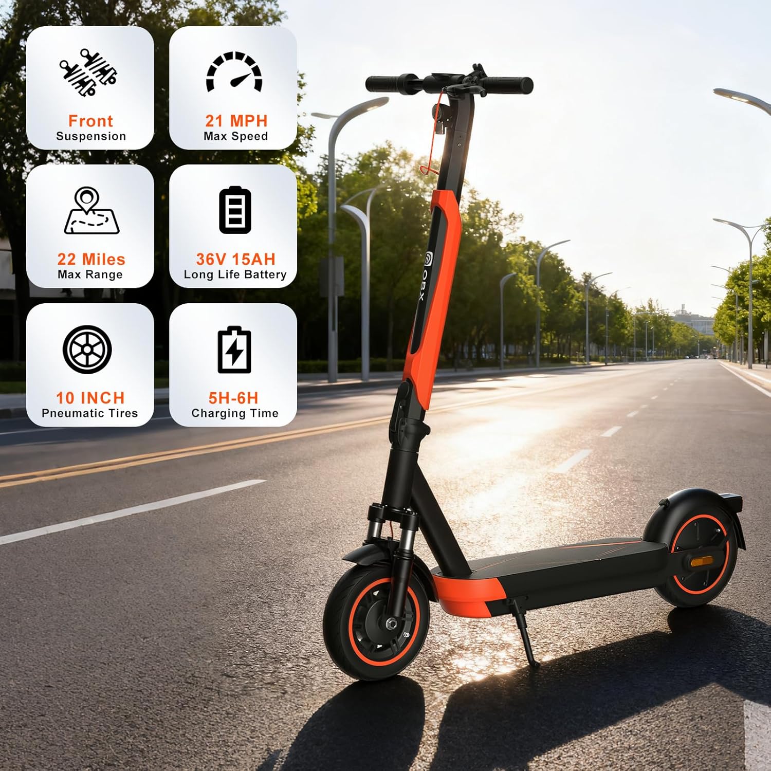 Electric Scooter Adults, 800W Peak Power & 21 MPH Portable Foldable Eletric Scooter, Up to 22 Miles Range, 10