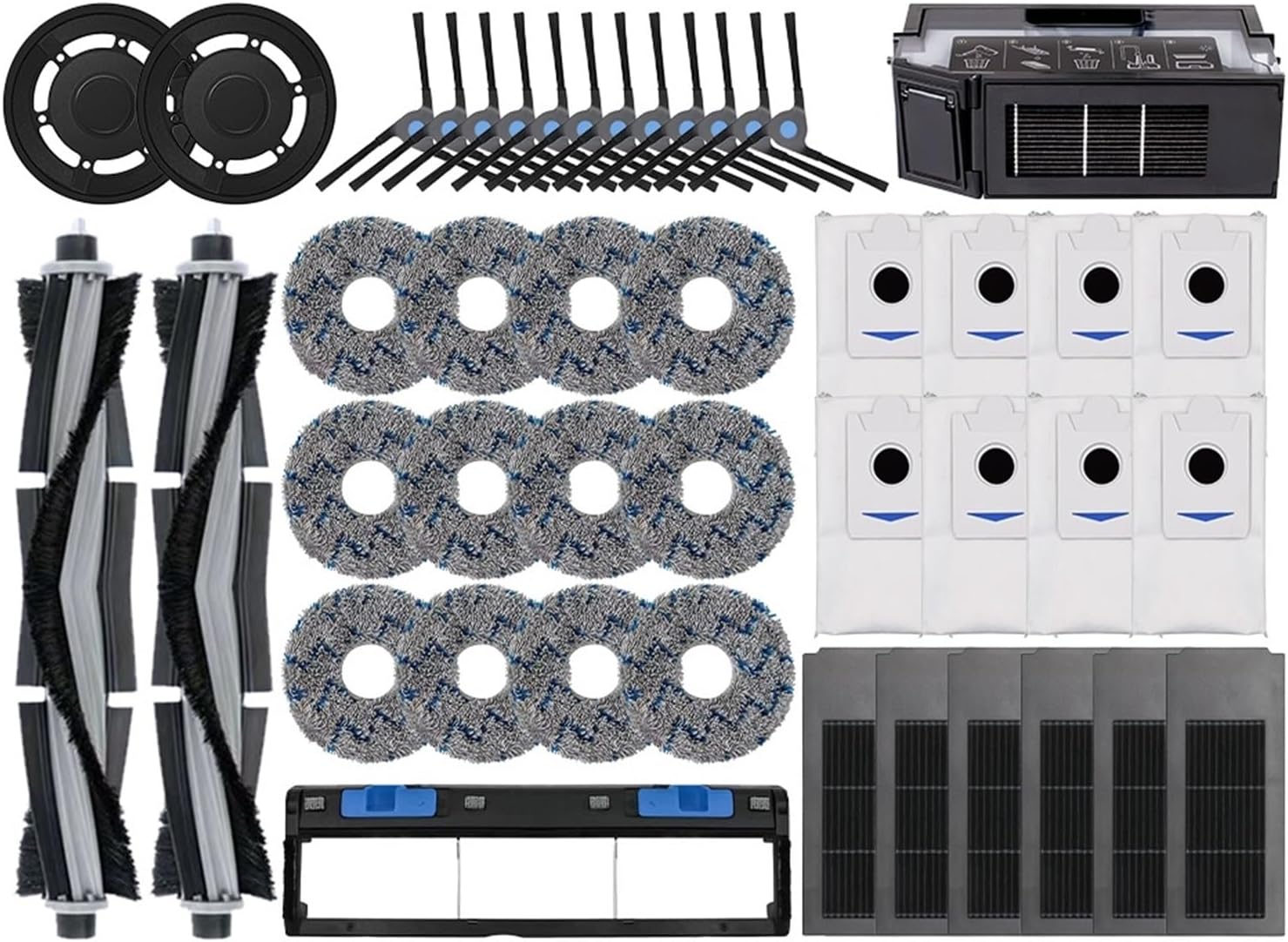 rqhdd Vacuum Attachment Compatible with Ecovacs Deebot X2 Omni / X2 Pro / X2 Robot Vacuum Accessories Roller Main Side Brush Hepa Filter Mop Cloth Dust Bag Parts(SET19)
