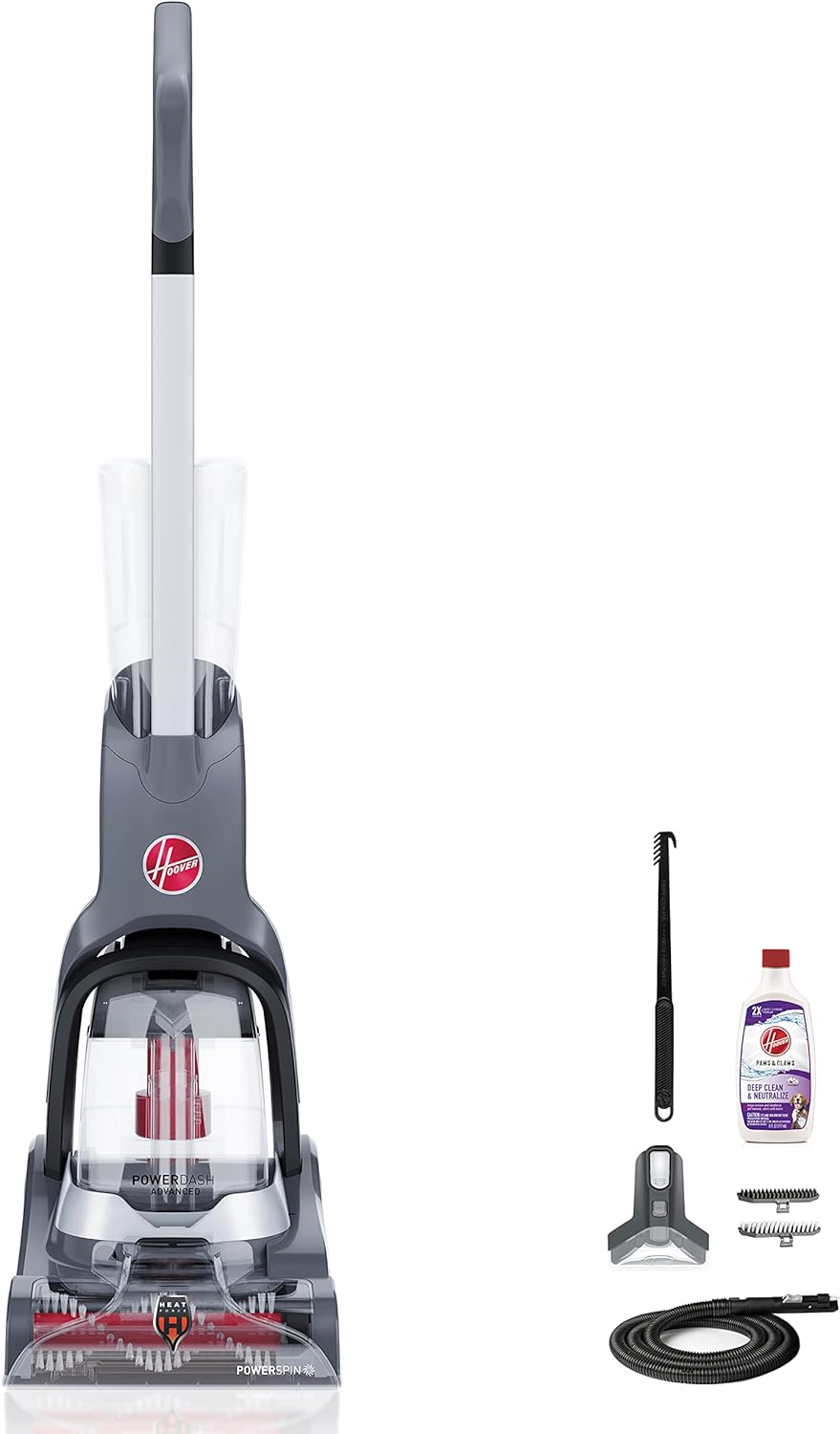 Hoover PowerDash Pet Advanced Compact Carpet Cleaner Machine & Paws & Claws Deep Cleaning Carpet Shampoo with Stainguard & Hoover Renewal Deep Cleaning Carpet Shampoo