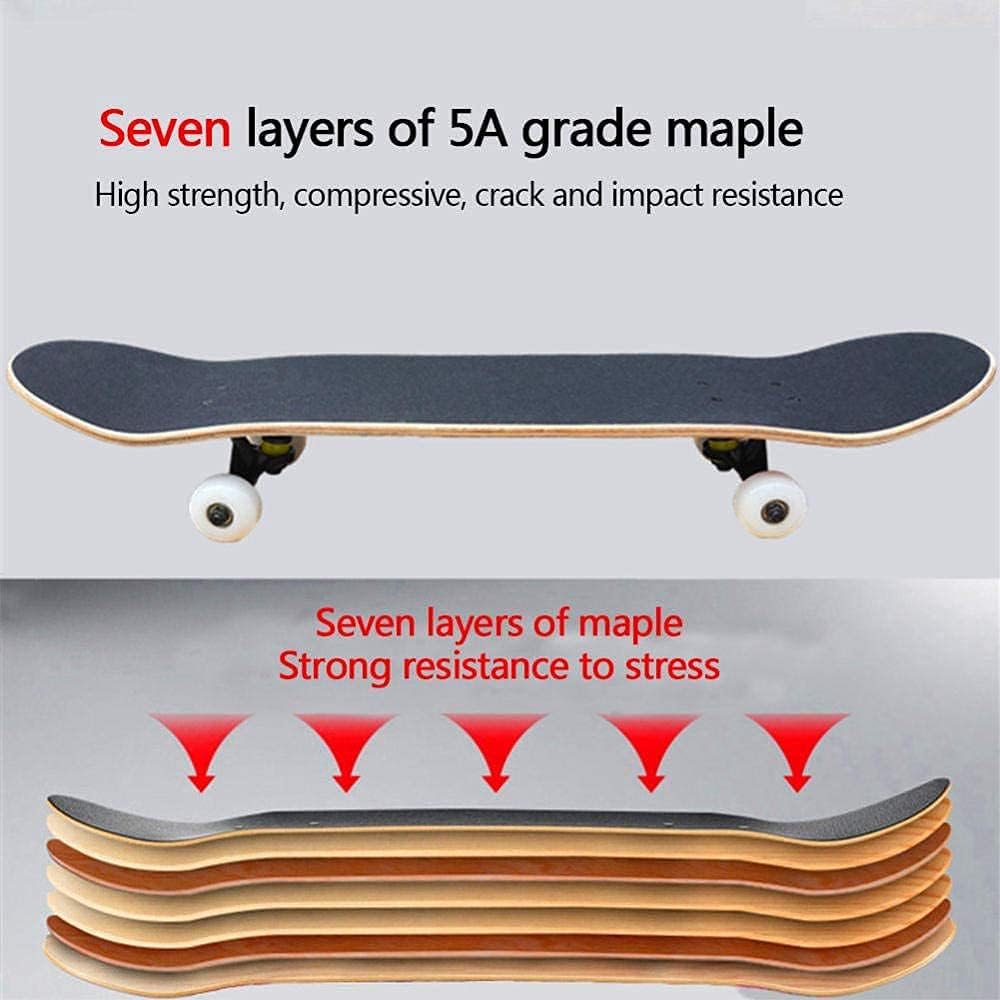 Four-Wheeled Skateboard Four-Wheeled Double Kick Maple Board 31 inch Full Skateboard Suitable for Adults Teenagers and Children