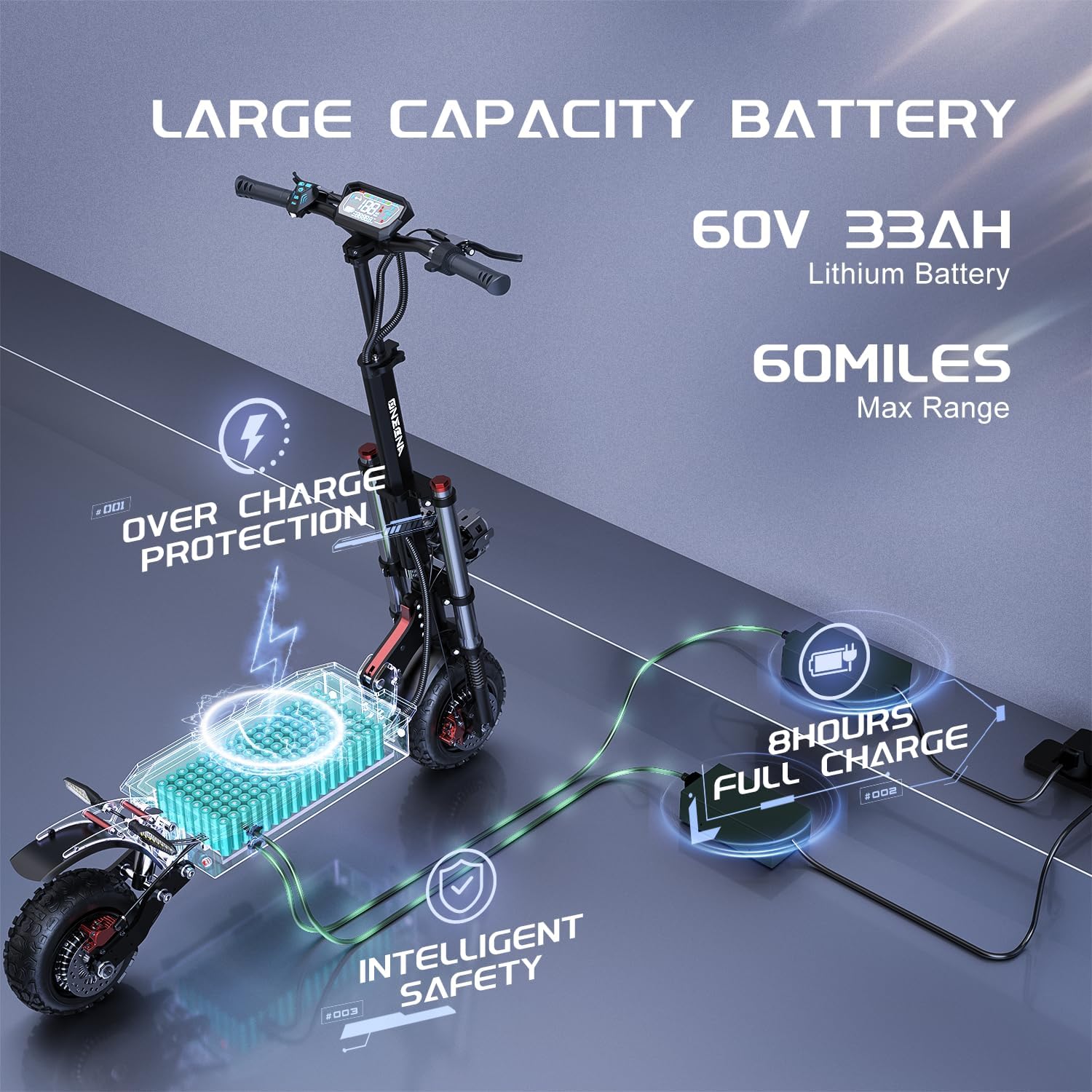 Electric Scooter Adults, 5600W/7000w Dual Motors with 60/70 Miles Range Battery, Up to 50/55 MPH Top Speed, 11