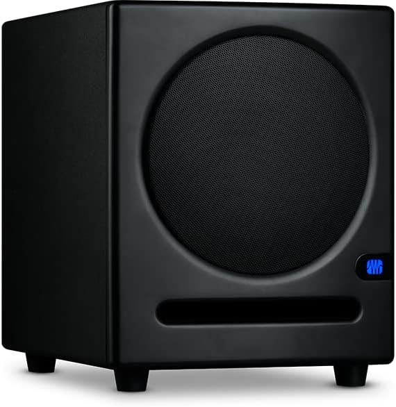 PreSonus Eris Sub 8 Compact Powered Studio Subwoofer with Eris E3.5 2-Way 25W Monitors Featuring Music Editing Software and Headphone and Instrument Cables
