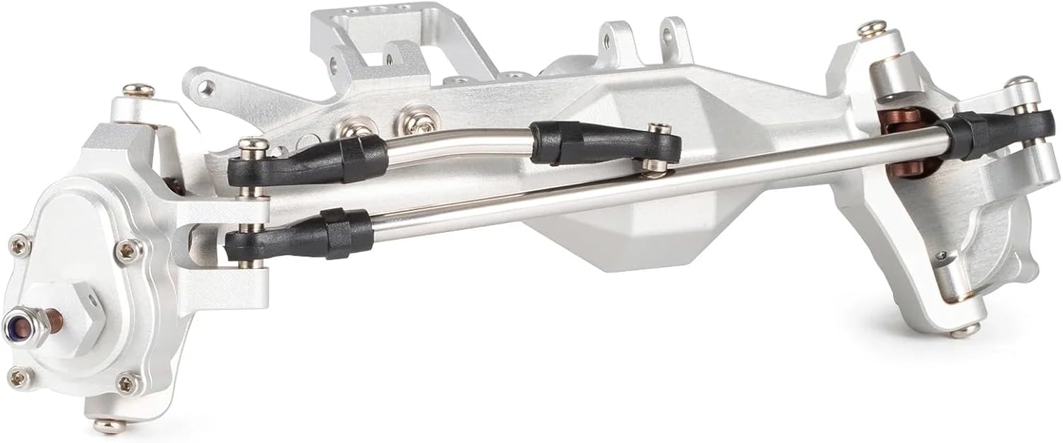 RC Car Accessories Compatible with Axial for Capra for SCX10 III for LCG RC Cars Parts Machined Aluminum Offset Portal Axle with BAT Servo Mount(Silver,1 Set)