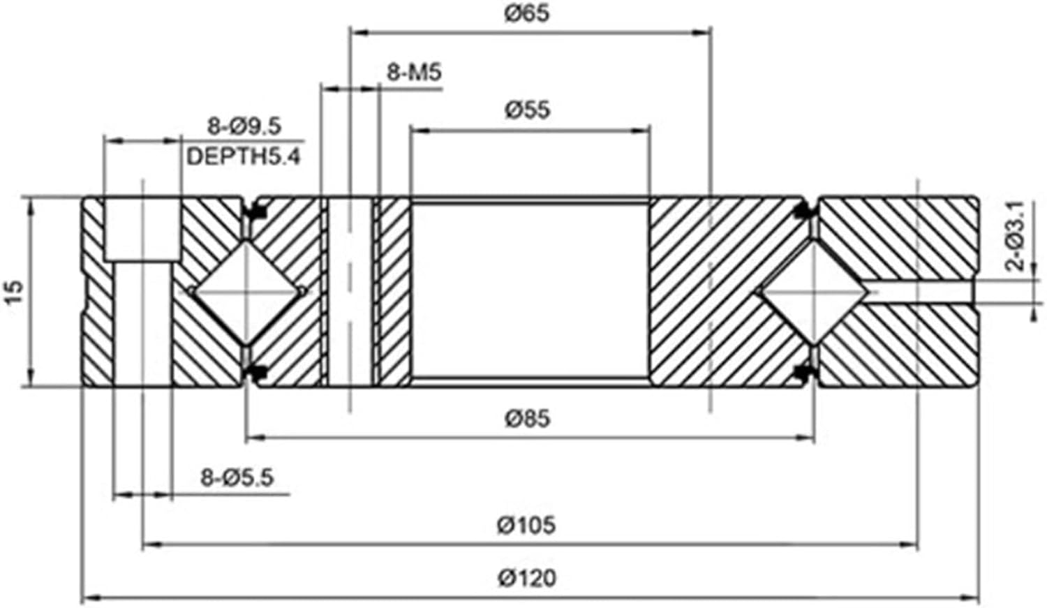 1PCS RU85 UUCC0 P5 55X120X15MM XRU5515 UUCC0 P5 Precision Cross Roller Bearings