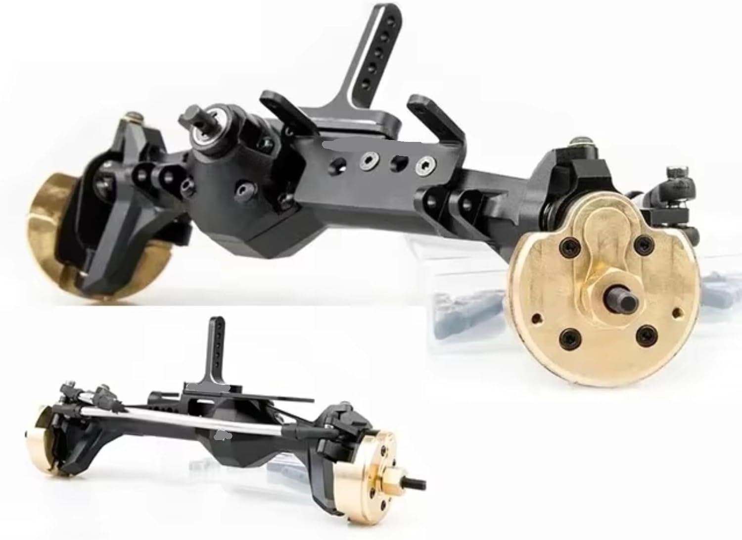 Compatible with Axial for SCX10 II for Redcat GEN8 EX86100 1/10 RC Crawler Car Parts Metal Complete Front Rear Portal Axle Set RC Front and Rear Axle(Black,1Set)