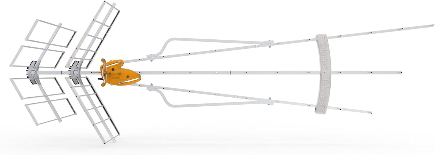 Televes DAT BOSS Mix LR 149884 HDTV Antenna – Long Range High VHF/UHF Reception with Built-in TForce Amplifier, FM & LTE/4G/5G Filtering, Up to 100 mi Range, Power Supply Included - Made in Spain