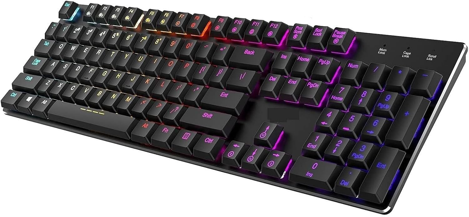 Keyboard Computers Accessories Mechanical Keyboard Low Profile 104 Keys Blue Switch Gaming Keyboards for Tablet Desktop Wired USB English