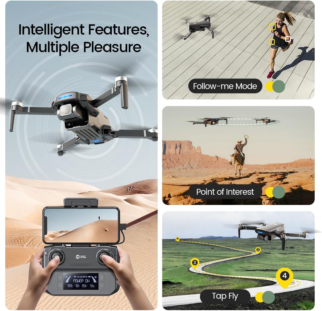Holy Stone HS360S GPS Drones with 4K UHD Camera for Adults,RC FPV Foldable Quadcopter Drone with 3 Batteries,10000 Ft Transmission,GPS Follow Me, Auto Smart Return, Brushless Motor,Beginner Mode,249g