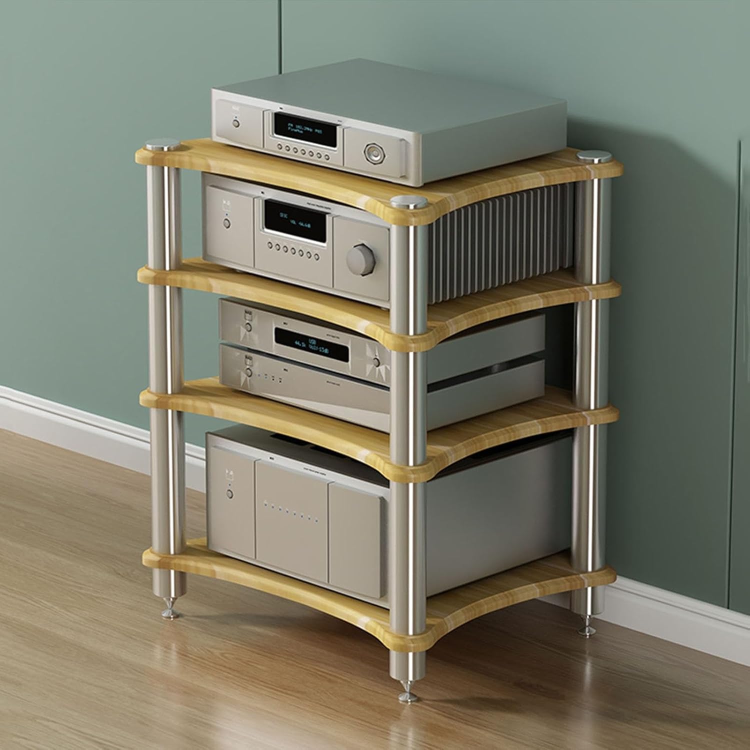 AErosx 4 Tier Movable Stereo Rack System Cabinet