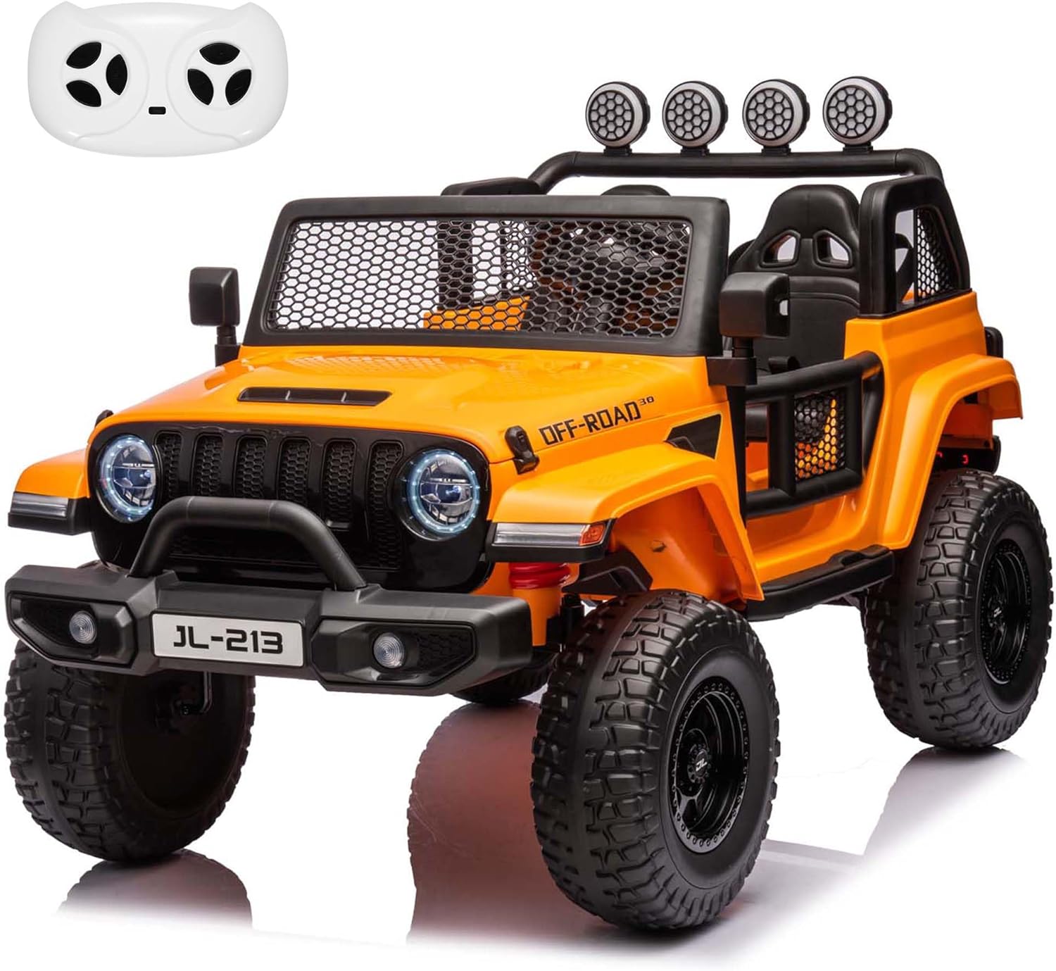 2 Seater Ride On Truck Car for Kids 24V Toddlers Battery Powered Ride On Car Toy 2WD/4WD Switchable Electric Vehicles with Remote Control, Spring Suspension, Trunk, LED Lights, MP3, Orange