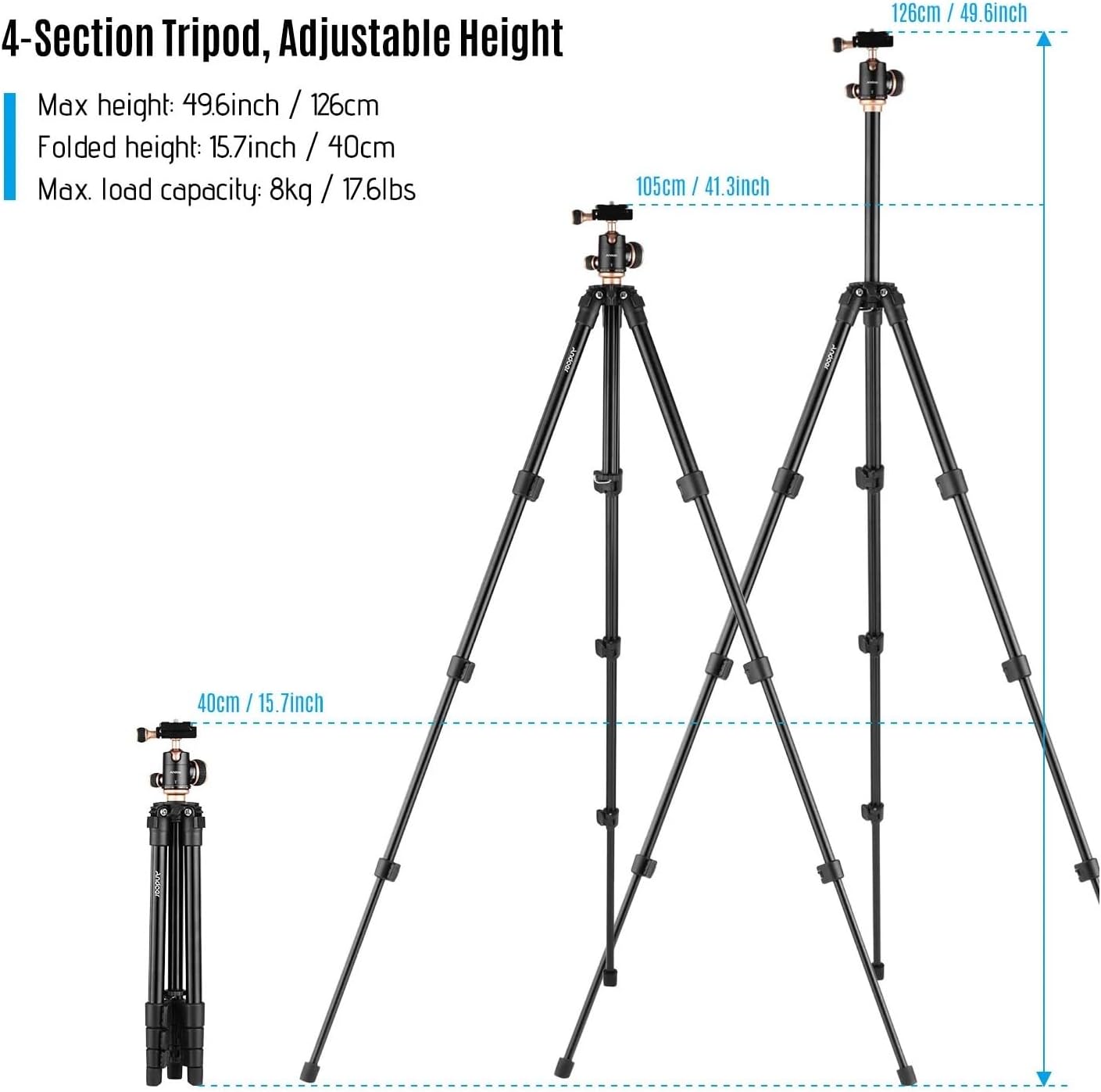 Q160SA Camera Complete Tripod with Panoramic Ball Head Portable Travel Tripod