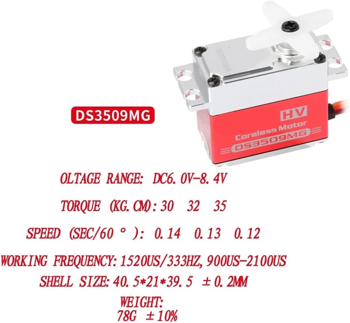 DS1509/2509/3509MG 12.8/25/35KG Metal Gear Coreless Digital Servo(DS3509MG)