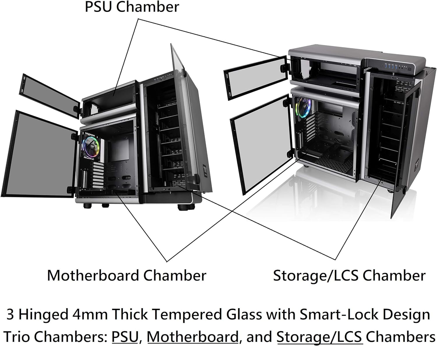 Thermaltake Level 20 E-ATX Full Tower Gaming Computer PC Case with 3 Riing Plus 140mm RGB Fan + 2 Lumi Plus LED Strips Pre-Installed CA-1J9-00F9WN-00