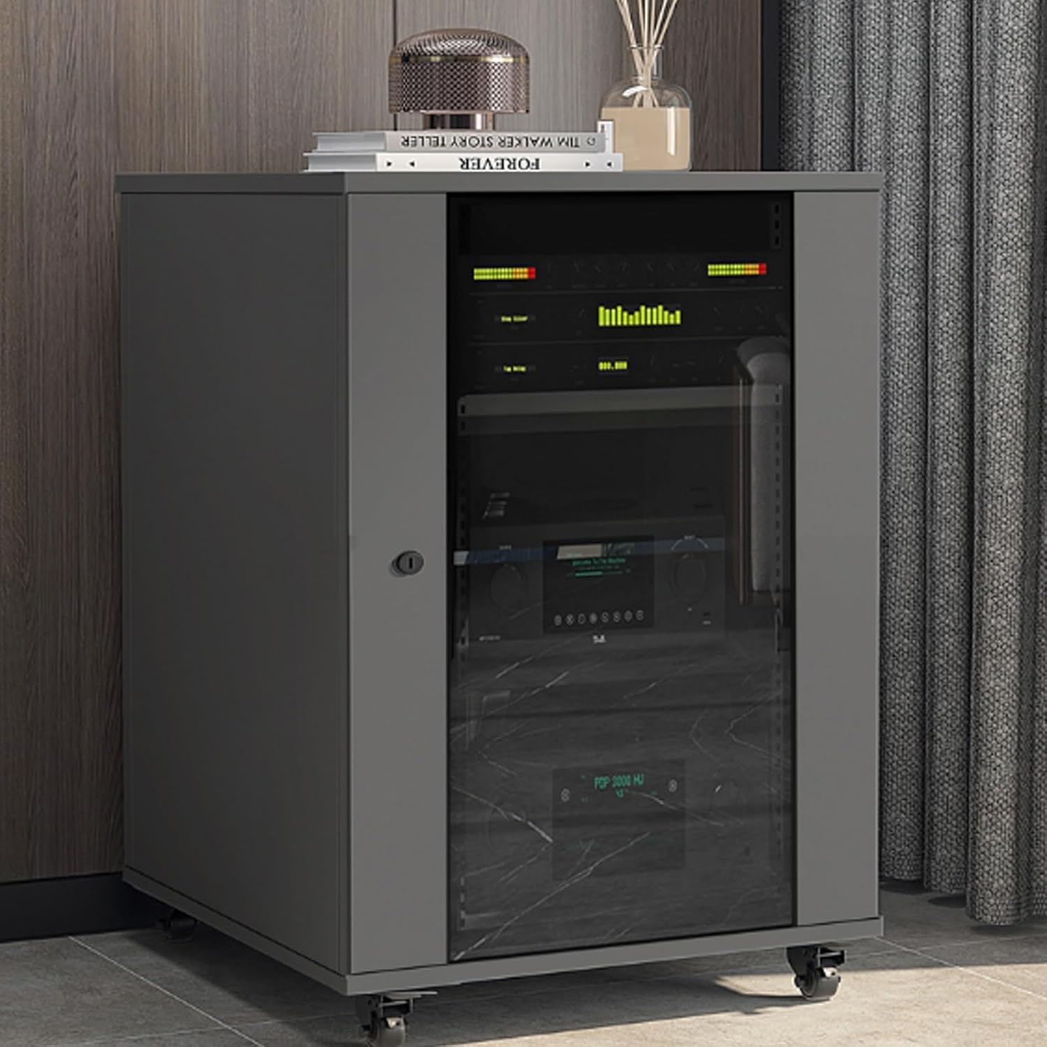 YITAYMLI 2/3 Tier AV Stereo Cabinet Movable