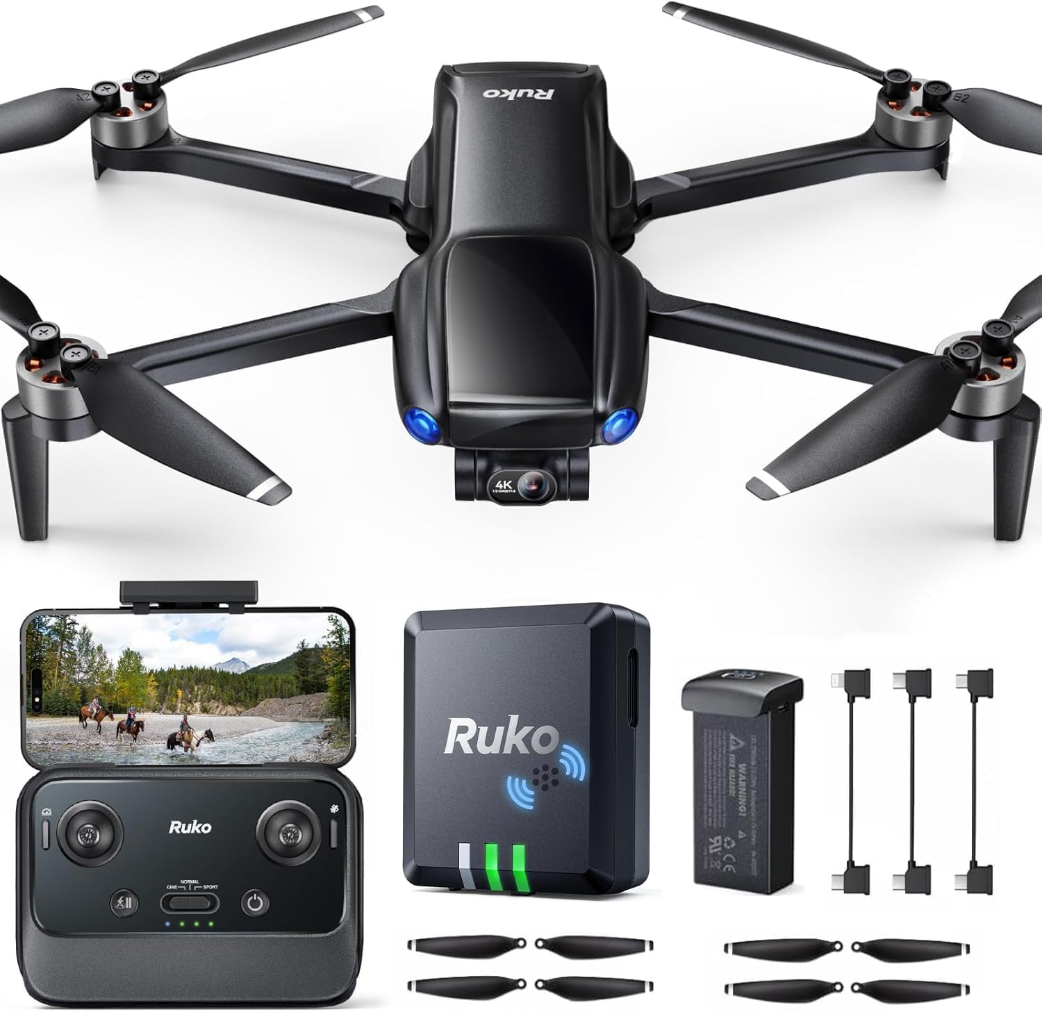 Ruko U11MINI 4K, Under 249g Pocket Drone with Camera for Adults 8K Photo 4K/30fps Video and Ruko R111S RC Aircraft GPS Tracker/Finder with Beeper