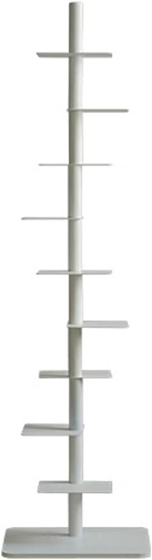 SYALEO Modern Open Invisible Bookshelf DIY Metal Spine Book Tower Nordic Vertical Shelf Bookcase Floor-Standing 9 Tier Display Storage Rack for Home Office, White