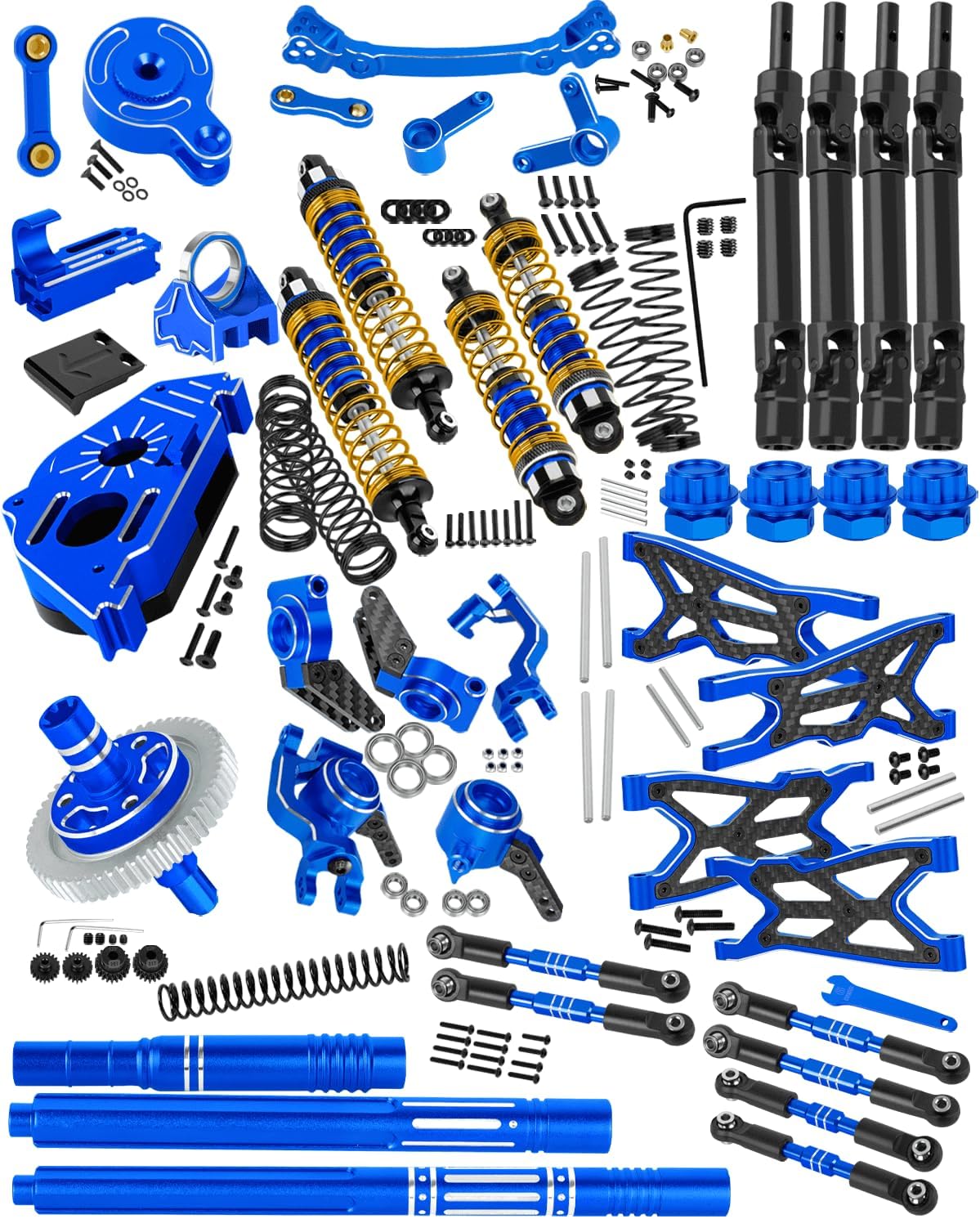 RC Upgrades Part for 1/8 Typhon 3S BLX,Shocks,Driveshafts,Transmission,Turnbuckles,A Arms,Caster Block Set,Center CVD &Support,25T Servo Saver,58T Slipper,Steering,Navy Blue