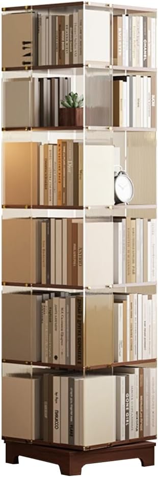 5/6tier 360° Rotating Bookshelf,Wooden Vertical Bookcase Storage,Super Storage Bookshelf Tower,Smooth Rotation,Stable and Not Noisy,Corner Bookshelf,Suitable for Small Spaces