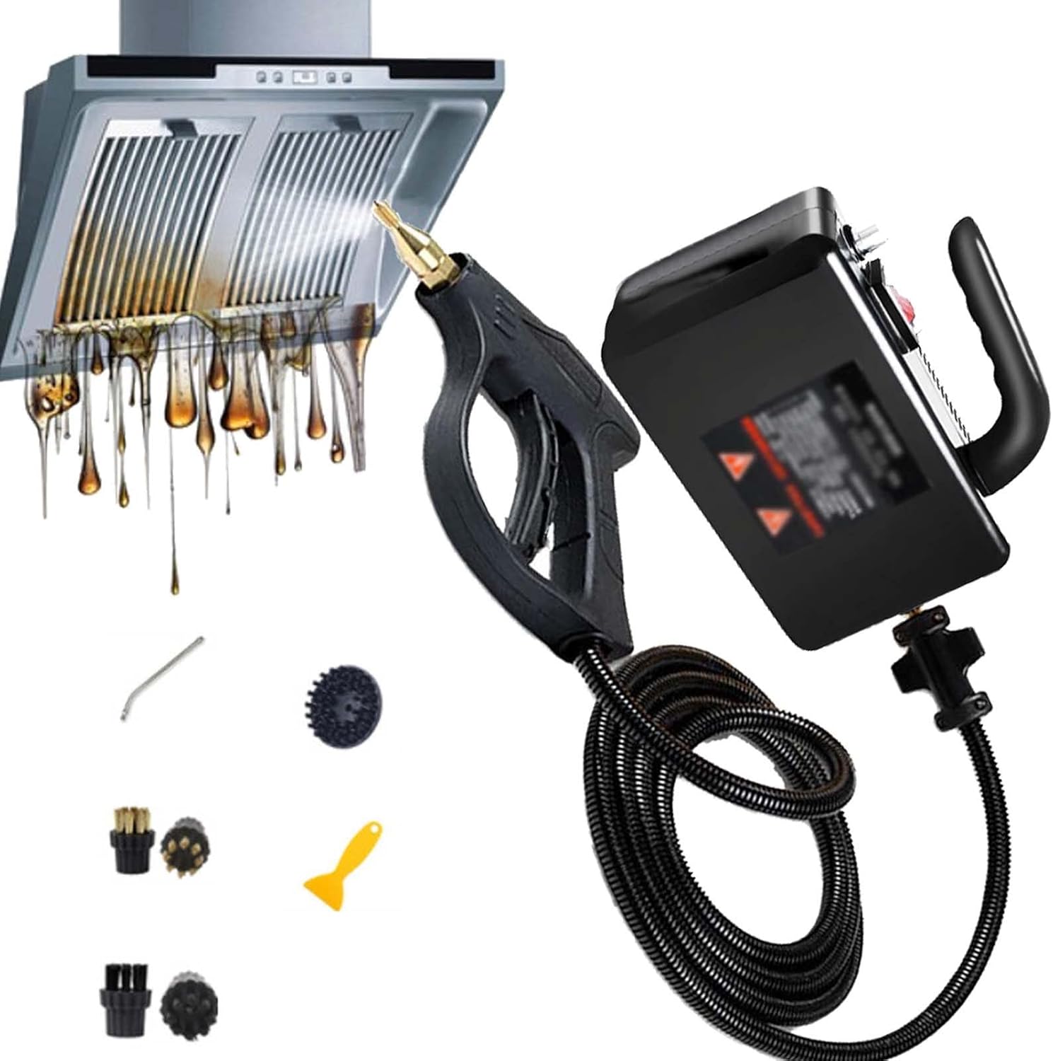 Pressure Steam Cleaner,2600W High Pressure Steam Cleaner with Nozzle,Home Tankless Grout Tile Car Detail Kitchen Bathroom (Black,Yellow),Black-220V