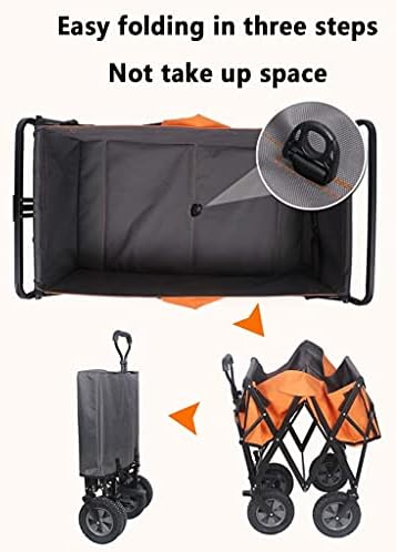 Collapsible Wagon Cart with Wheels Foldable Folding Wagons Carts Silent Universal Wheels,Folding Wagon Outdoor Folding Utility Wagon 4-Wheel Portable Fishing Cart, Folding Camping Trolley wi