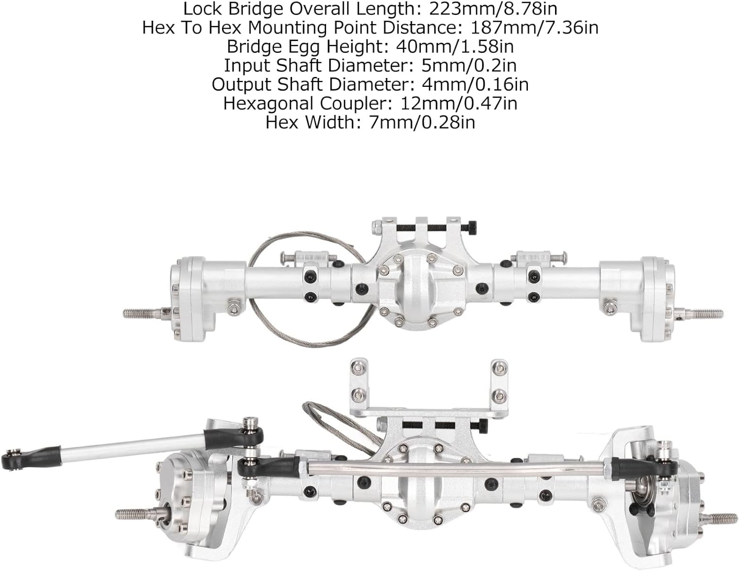 Front Rear Portal Axle, High Performance Metal Rear Portal Axles with Pedal Servo for Axial SCX10 I II III AXI03007 YK4082