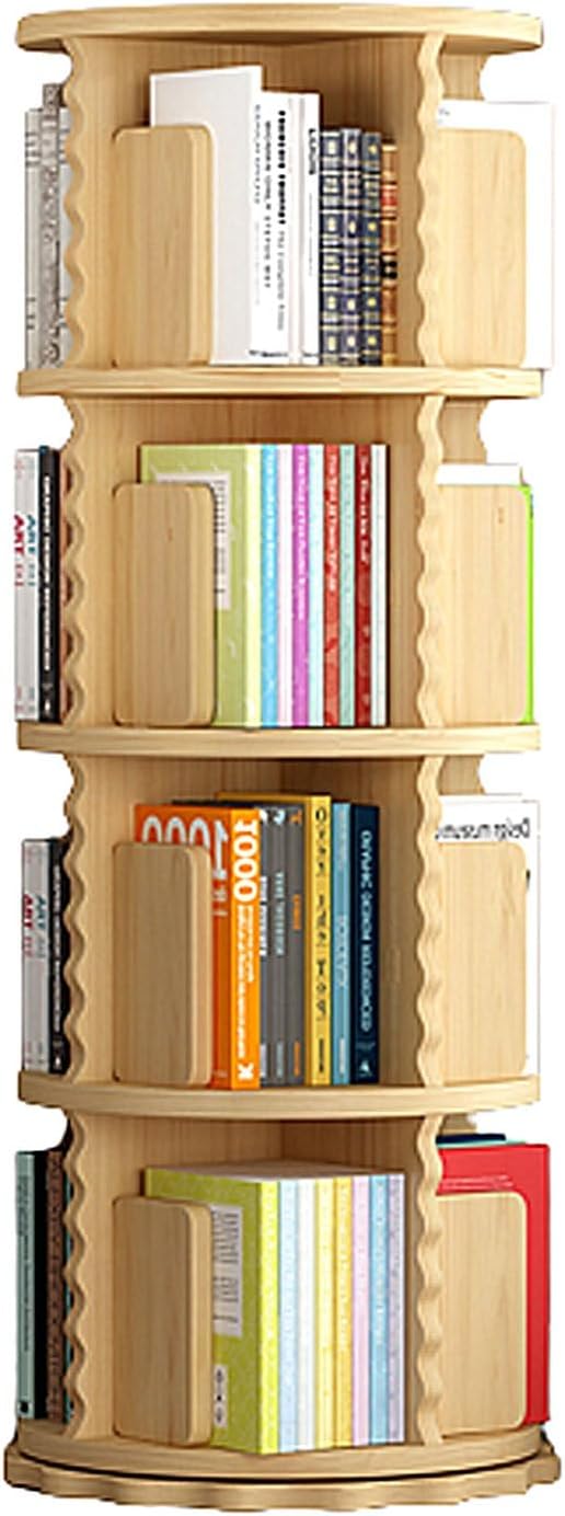 GAMAK Rotating Bookshelf Kids Bookshelf with Storage Small Bookshelf 360 Display 2-4 Tier Floor Standing Bookcase Used in Bedrooms Study Room (Size : Lace Edge, Color : Four)