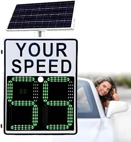 Solar-Powered LED Speed Limit Radar Sign - Aluminum Traffic Display for Road Safety, 23.62