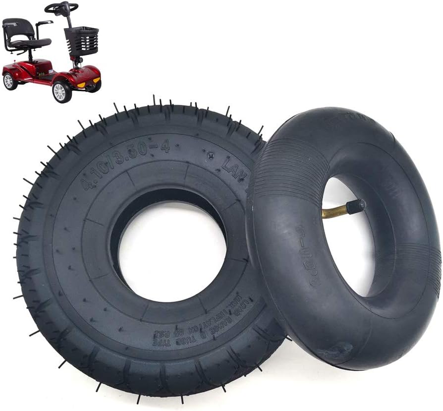 , 4.10/3.50-4 Inflatable Inner and Outer Tires, Wear-resistant Non-slip 3/4 Wheel Small Electric Scooter Accessories