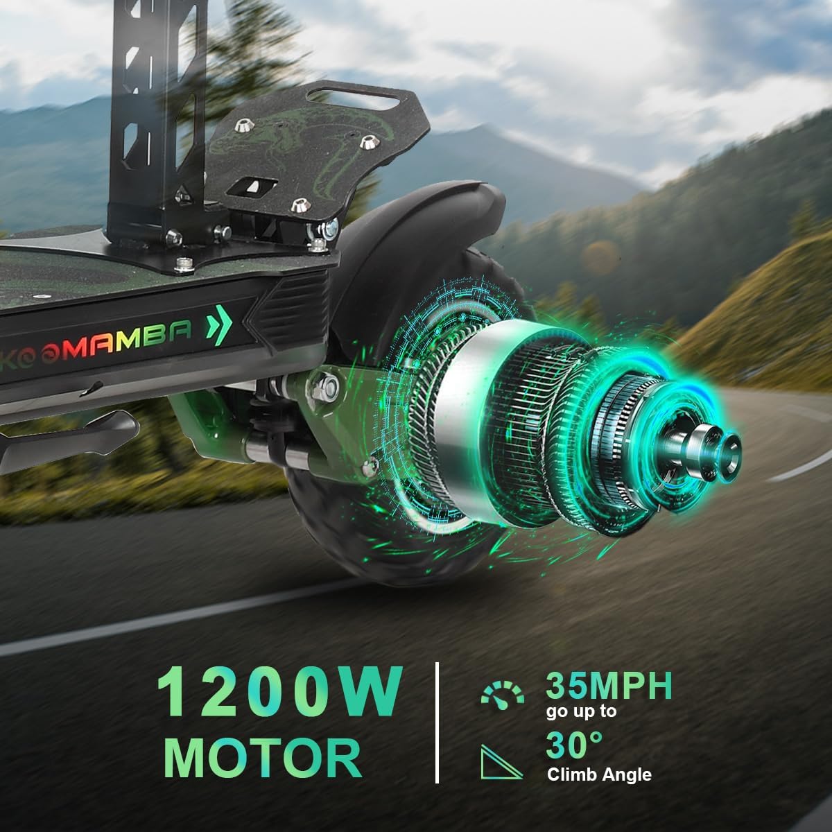 ZU06 1200W Electric Scooter with Seat Up to 35 MPH, 52V/20Ah Battery 50 Miles Long Range, NFC Smart Unlock & Dual Disc Brakes, 10