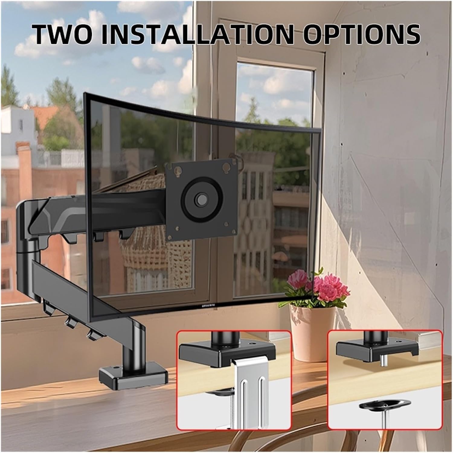 Hovering Robotic arm Bracket Suitable for 13-32 inch Computer Screen Monitor Bracket Gas Spring Bracket Desktop clamp Bracket(White)