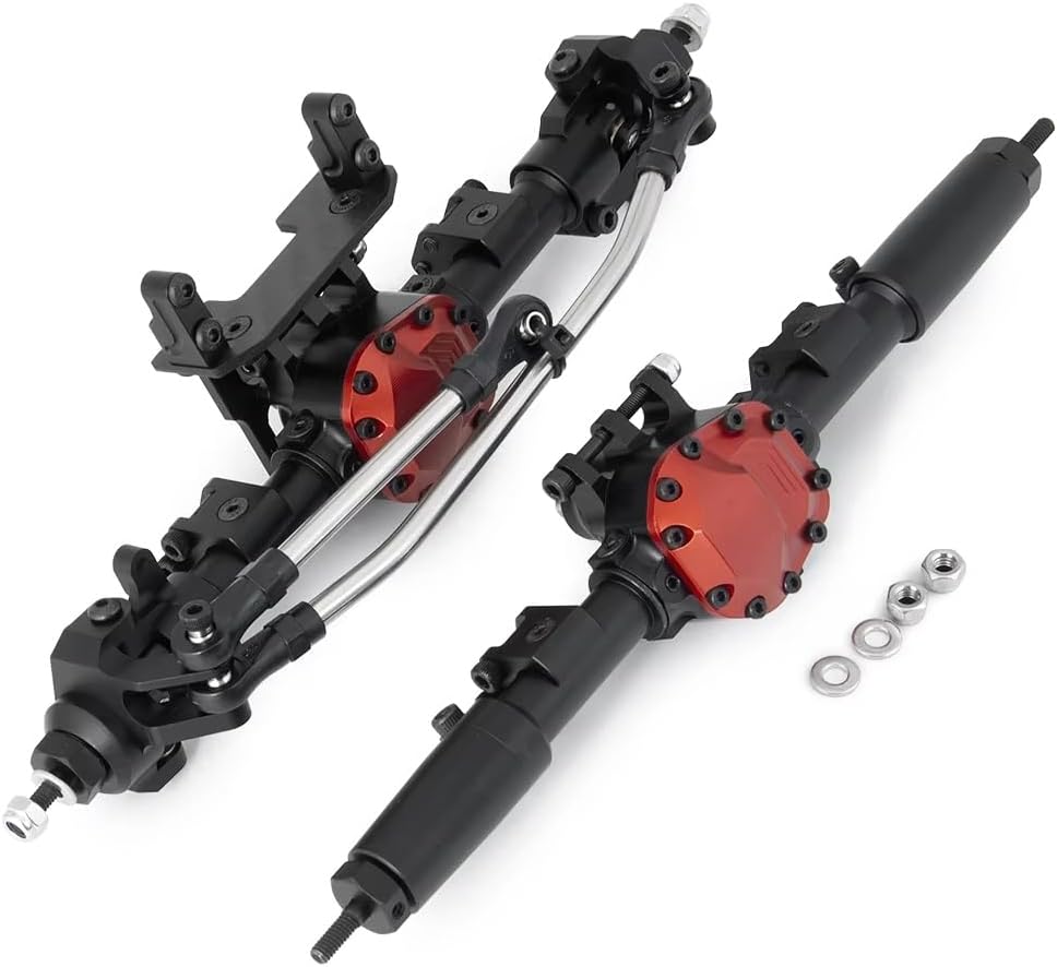 Compatible with Axial for SCX10 II 90046 1/10 RC Crawler Cars Upgrade Parts Front Rear Axle CNC Metal Straight Complete Axle RC Car Part Accessories(Front and Rear)