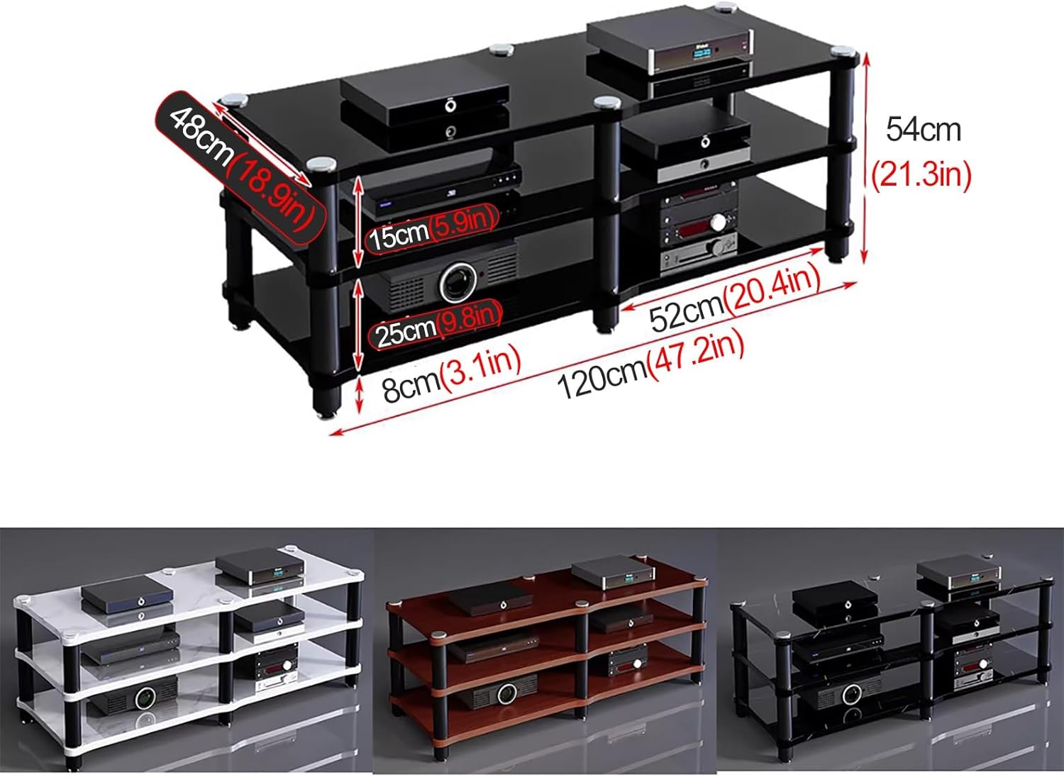 YLLFFLL 120cm Long Media Stand Audio/Video Component Cabinet
