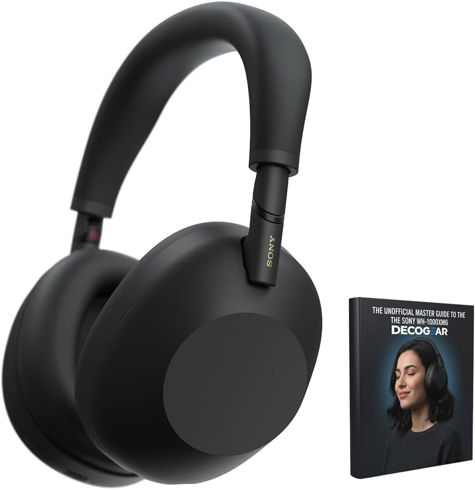 Sony WH-1000XM6 The Best Noise Canceling Wireless Headphones, HD NC Processor QN3, 12 Microphones, Adaptive NC Optimizer, Mastered by Engineers, Studio-Quality, 30-Hour Battery with Deco Guide Bundle