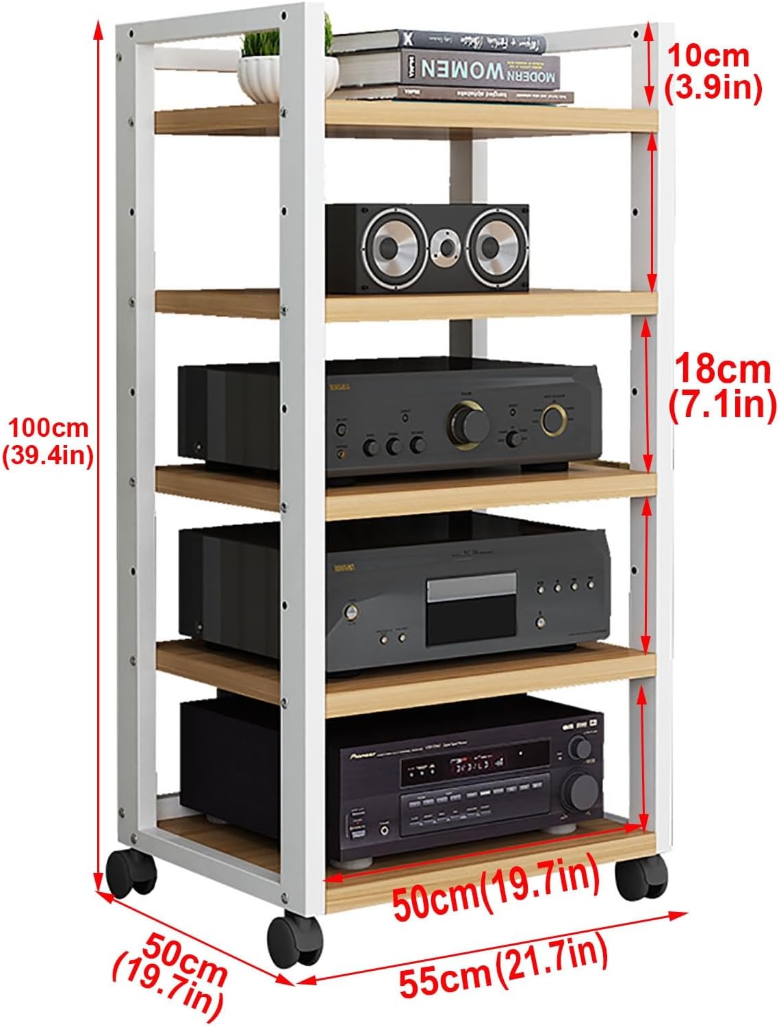 JIAHESHYP 5-Tier Modern AV Cabinet with Ample Storage for Entertainment Stereo Components