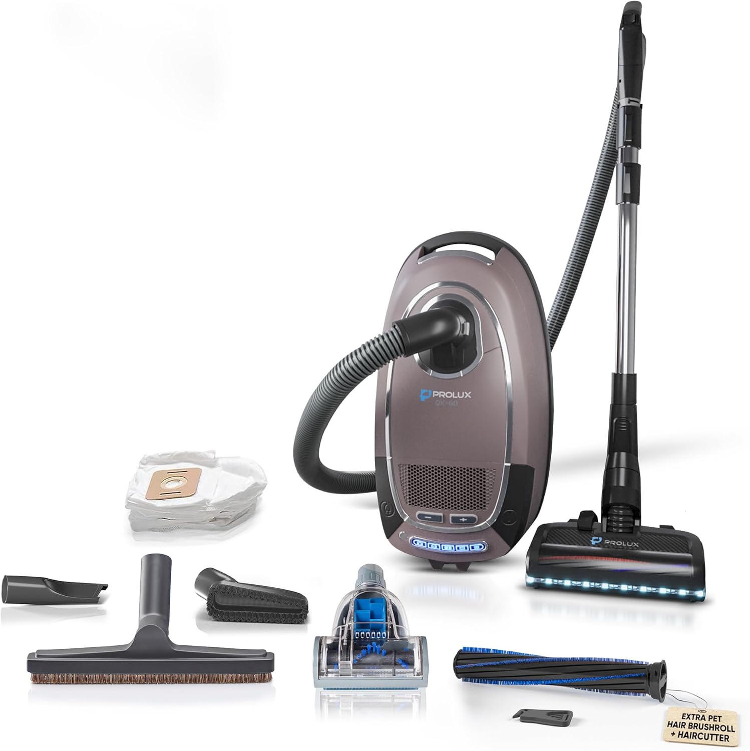 Prolux QX60 Pet Bagged Canister Best Rated Vacuum with Sealed HEPA Filtration