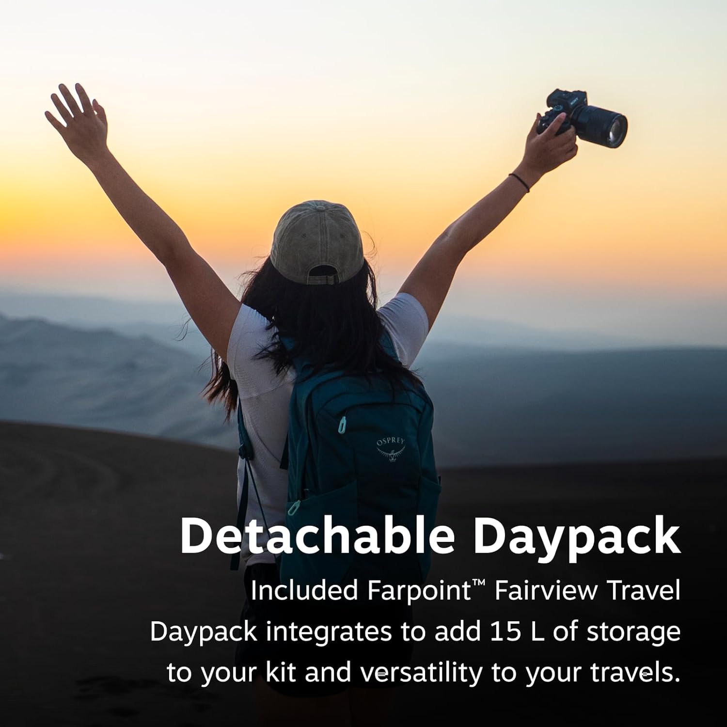 Osprey Fairview 70L Women's Travel Backpack - Large Adjustable Travel Bag with Detachable Daypack, Cascade Blue-Torrent Blue