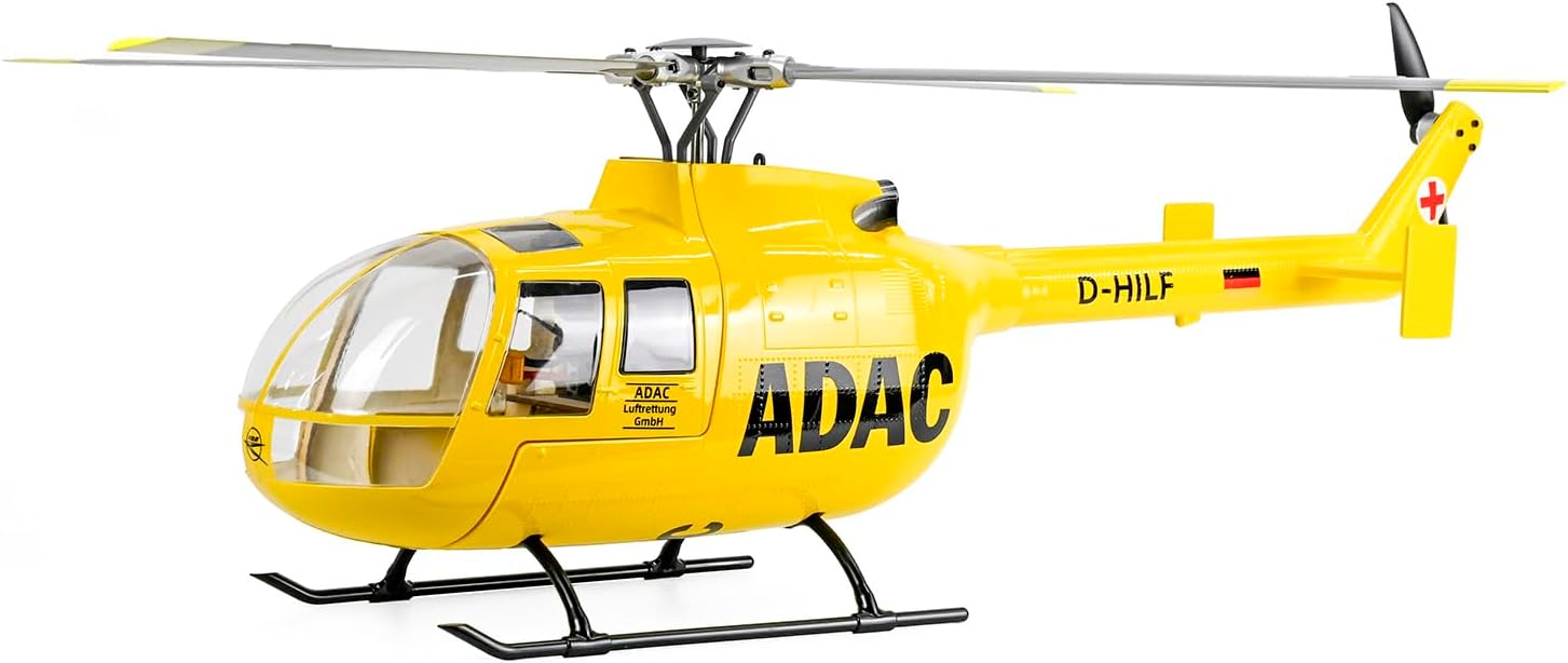 TOUCAN RC HOBBY 470 Class FLYWING BO105 RC Helicopter Model GPS 4 Blades Rotor Head One Click Return Brushless Motor RTR I6S Radio Battery for Ages 14+