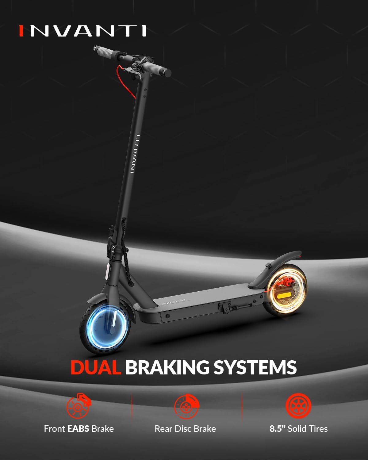 INVANTI E30 Adult Electric Scooter, Max 20Miles & 18 MPH, 350W Motor, Turn Signals, Smart APP, 8.5