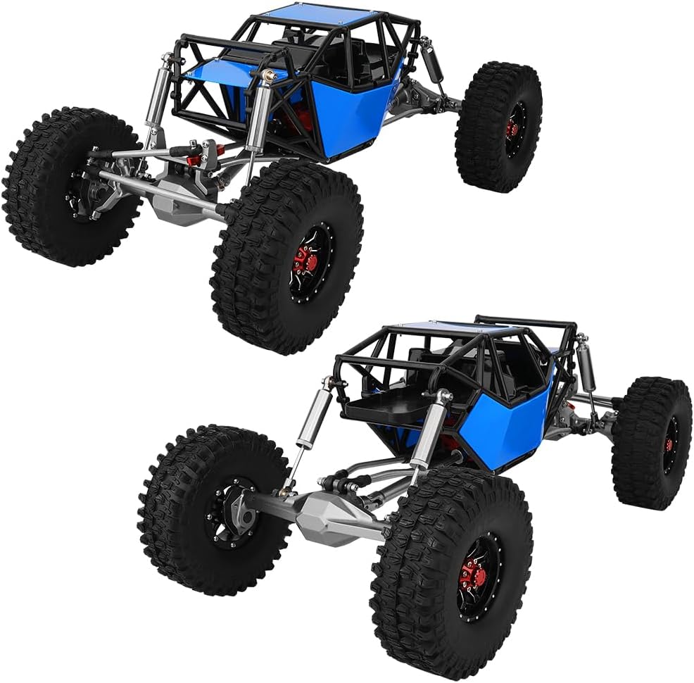 Metal DIY 330mm Wheelbase Rock Buggy Frame Chassis Crawler with VP Element Enduro Portal Axle Nylon Tube Roll Cage for 1/10 RC Crawler Axial SCX10 II Upgrades (Blue)