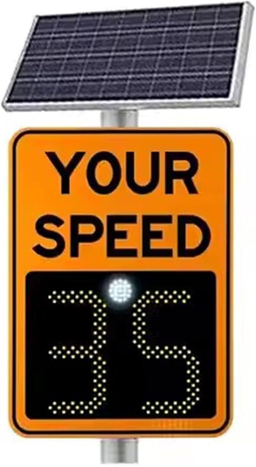 Solar Powered Radar Speed Detection Traffic Warning Sign, Display, 20