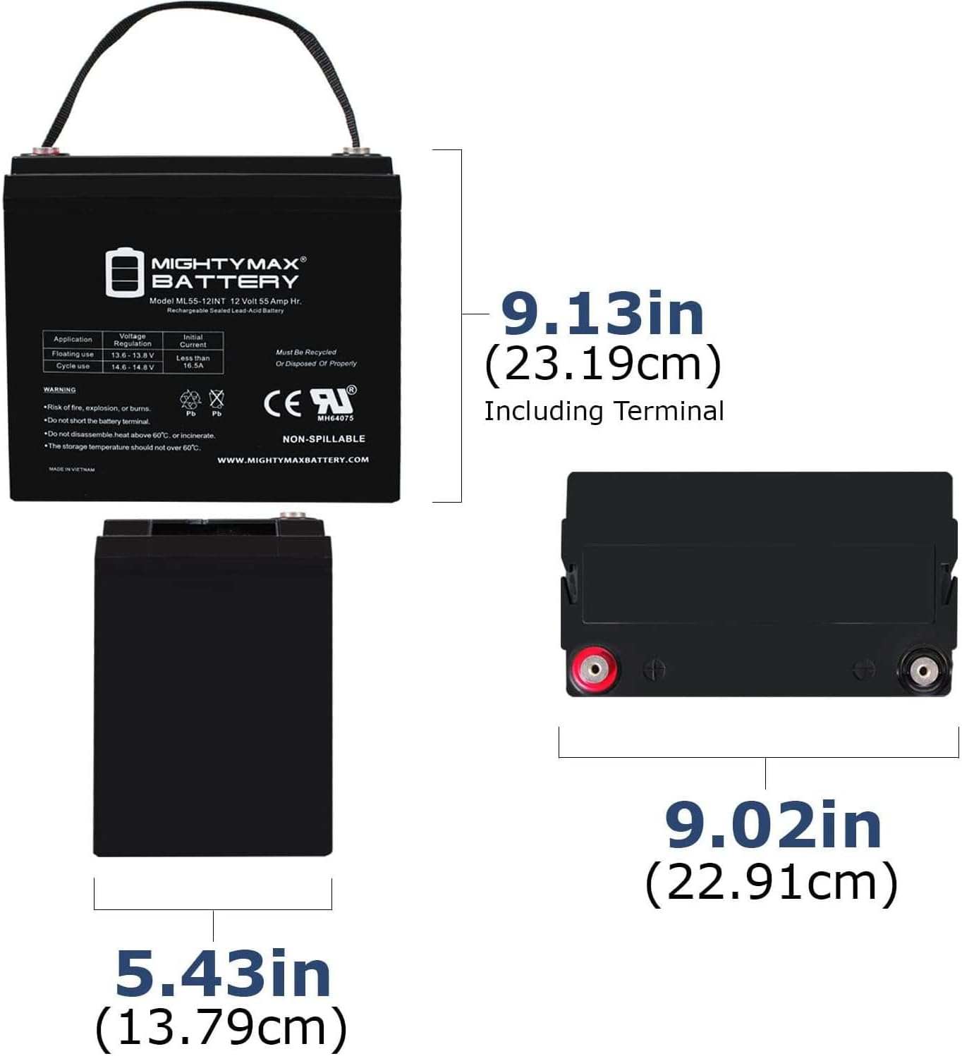 Mighty Max Battery 12V 55AH INT Replacement Battery for Fortress Scooters Winner 3 Wheel - 2 Pack