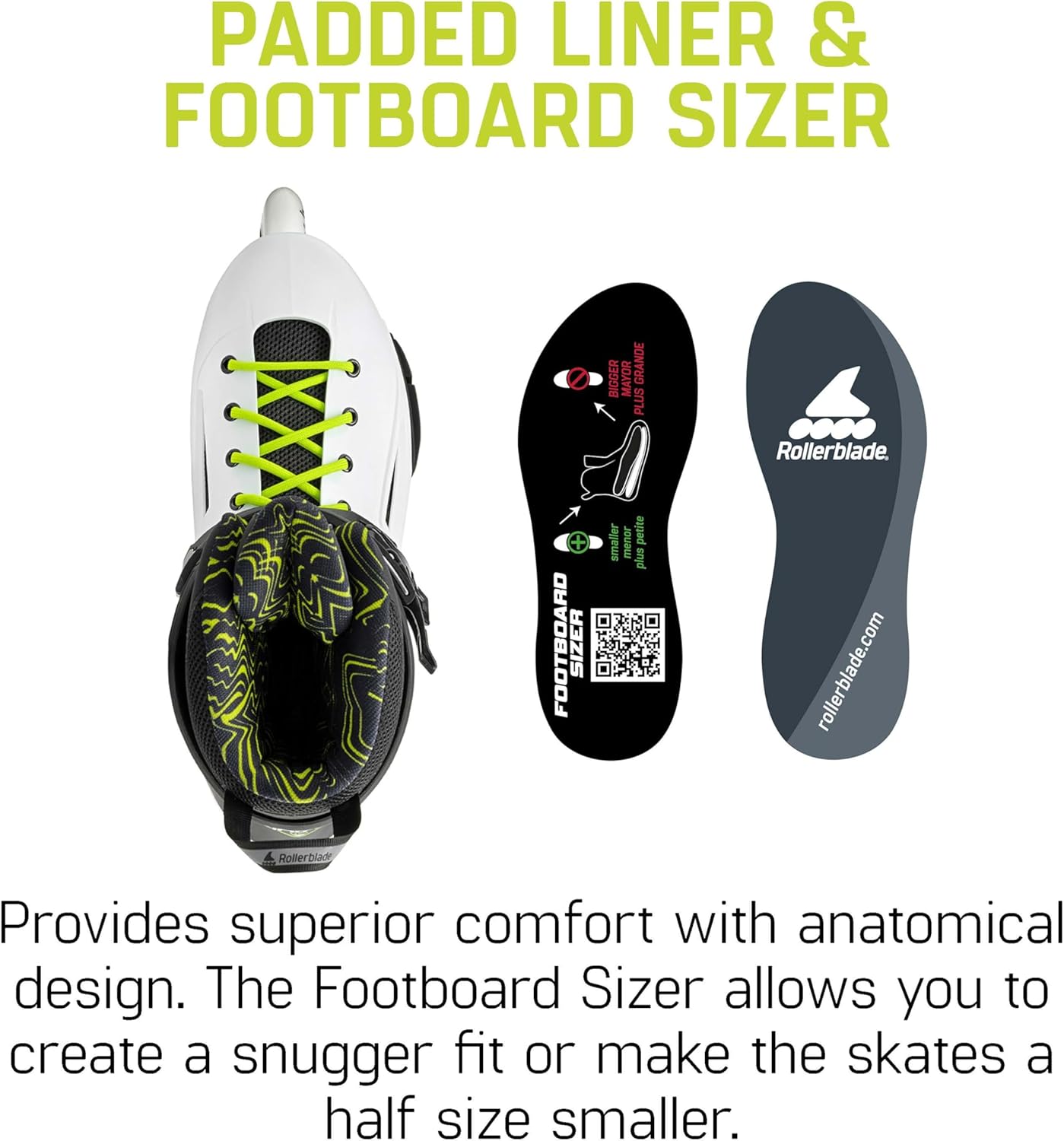 Rollerblade Lightning 110 Unisex Adult Urban Inline Skate, White and Black