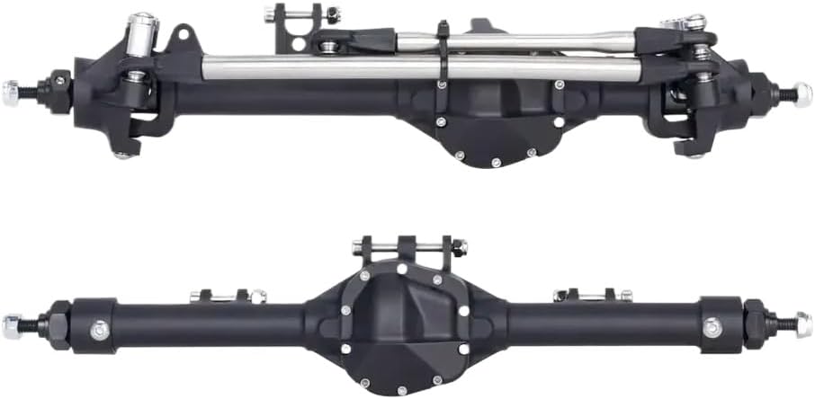 1 10 Scale Aluminum Front Rear Offset Straight Axle Set Compatible with RC Car Models Crawler Buggy Touring RC Vehicles Part Number VS4-10(Front Rear Black)