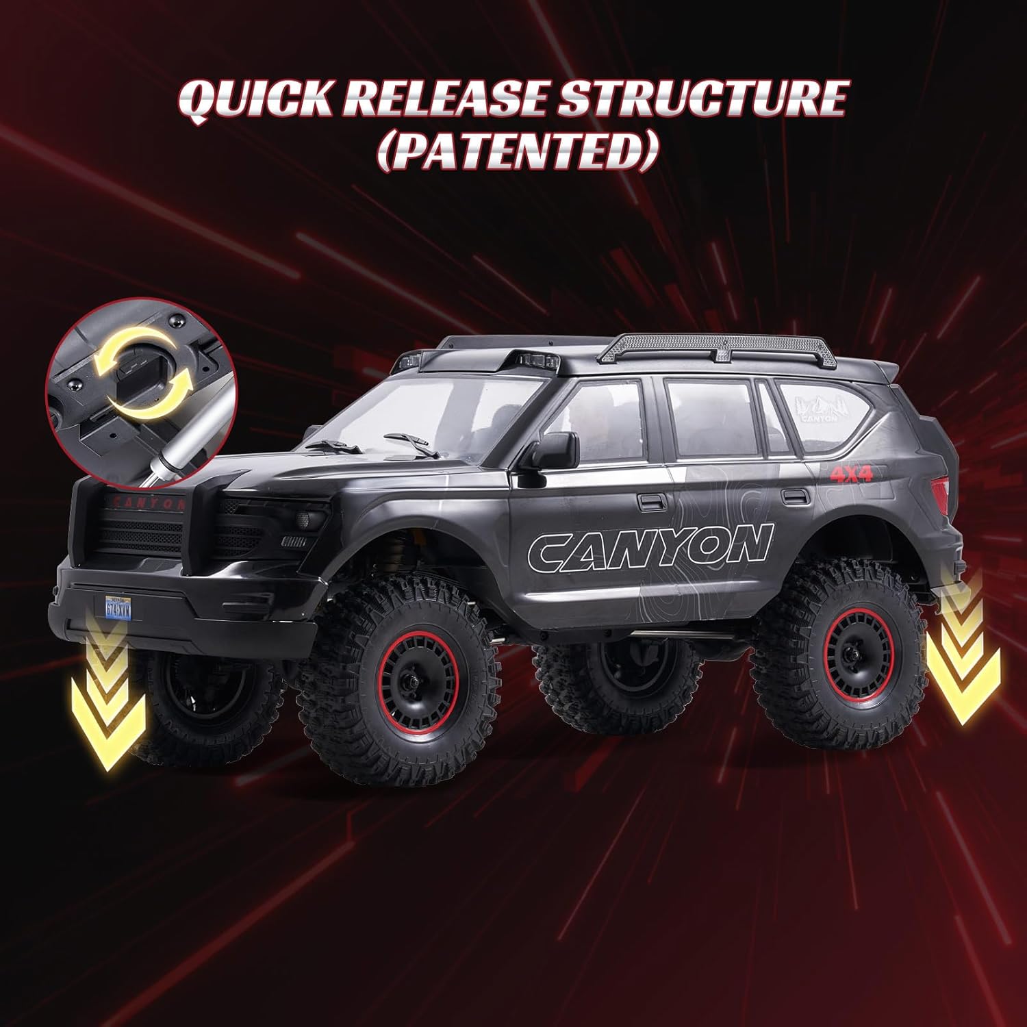 EAZYRC FMS Canyon 1/10 RC Crawler with Innovative DIG System LCG Chassis,Pro 4x4 RC Rock Truck with Portal Axles, 2-Speed Transmission, Full Metal Oil Shocks,High Simulation Remote Control Car