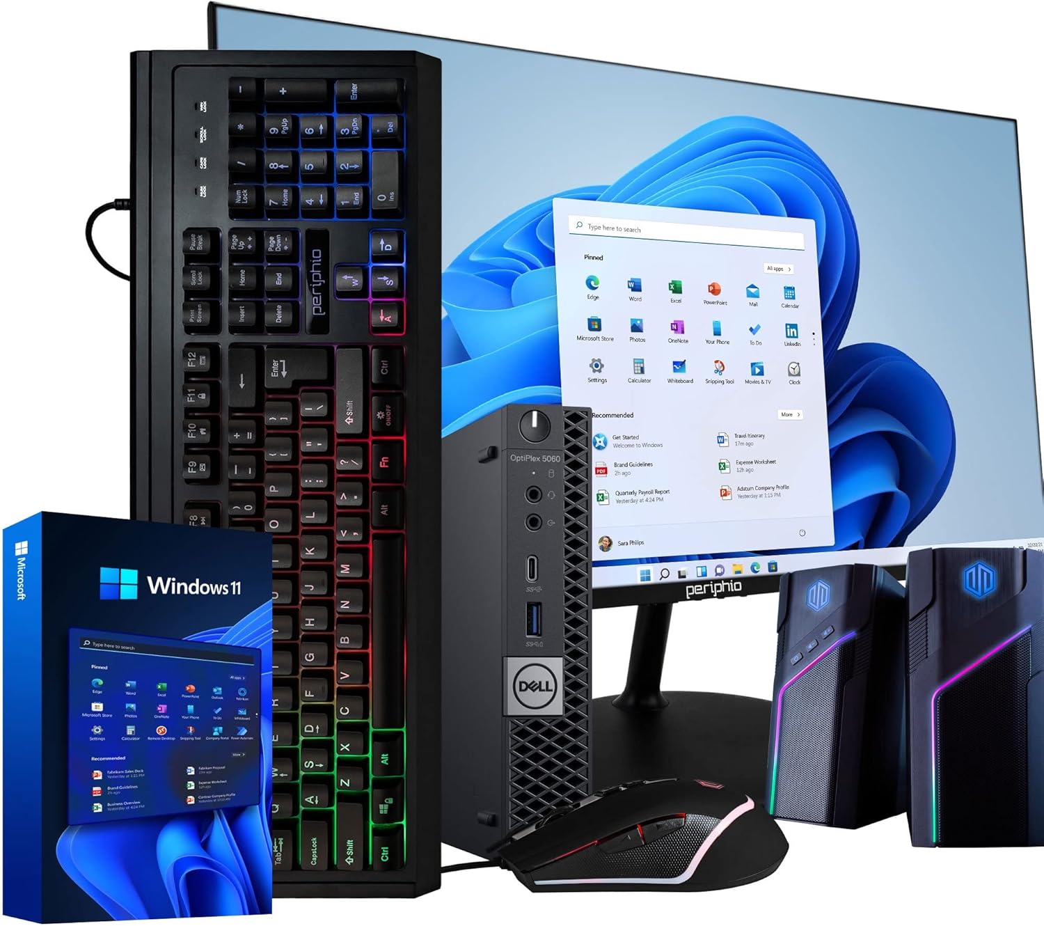 Dell Optiplex 5060 Mini Desktop Computer Package | 8th Gen Intel Core i5-8500T 3.2GHz | 16GB RAM | 512GB SSD and 1TB HDD | Windows 11 Pro | New 24